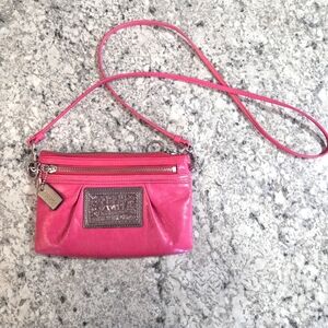 Y2K Coach Poppy Bright Pink Leather Crossbody Bag